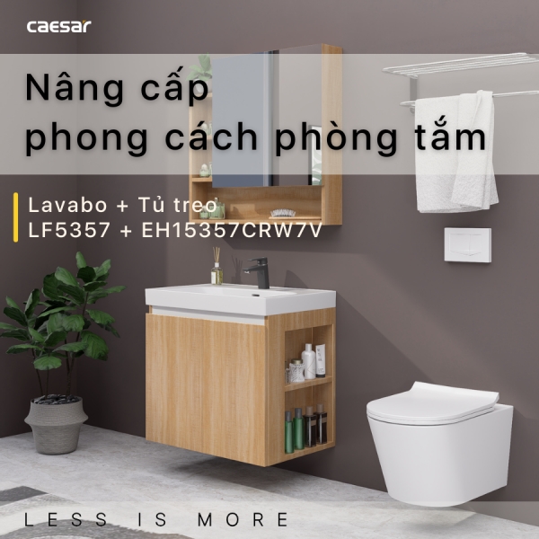 Tủ lavabo Caesar LF5357/EH15357CRW7V 70cm màu vân gỗ hộc phải