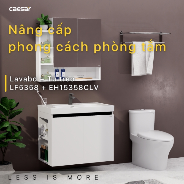 Tủ lavabo Caesar LF5358/EH15358CLV 80cm màu trắng hộc trái