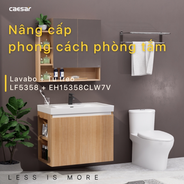Tủ lavabo Caesar LF5358/EH15358CLW7V 80cm màu vân gỗ hộc trái
