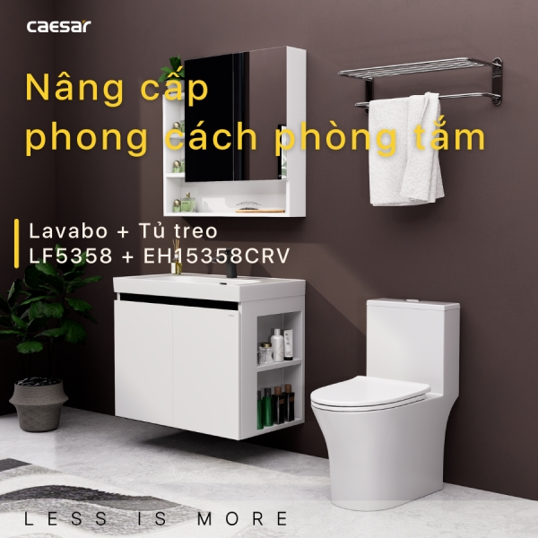Tủ lavabo Caesar LF5358/EH15358CRV 80cm màu trắng hộc phải