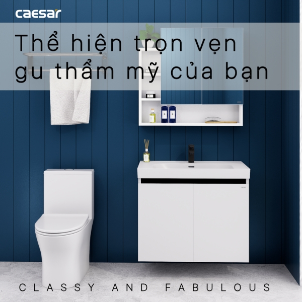 Tủ lavabo Caesar LF5358/EH15358CRV 80cm màu trắng hộc phải