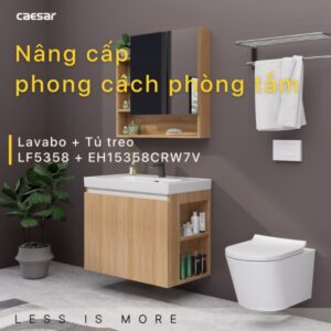 Tủ lavabo Caesar LF5358/EH15358CRW7V 80cm màu vân gỗ hộc phải