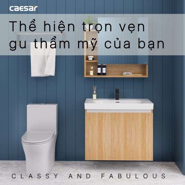 Tủ lavabo Caesar LF5358/EH15358CRW7V 80cm màu vân gỗ hộc phải