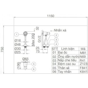 Bộ xả tiểu nhấn không có giảm áp VG841.1