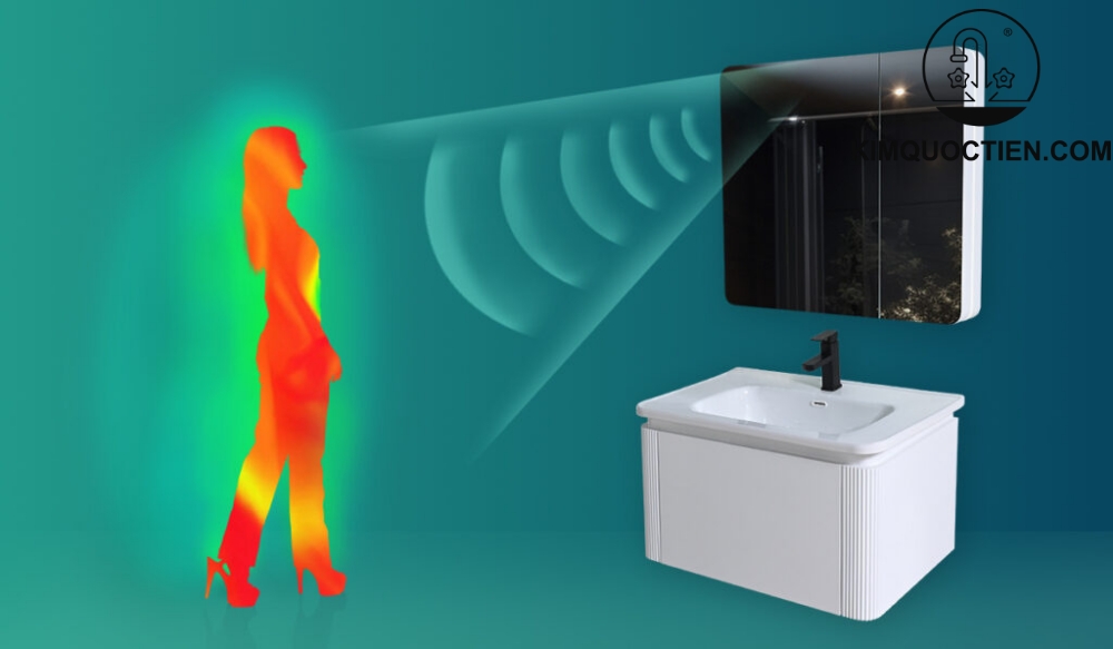 Gương LED cảm biến cho phép bật/tắt tự động, hỗ trợ chiếu sáng tiện lợi khi sử dụng hằng ngày