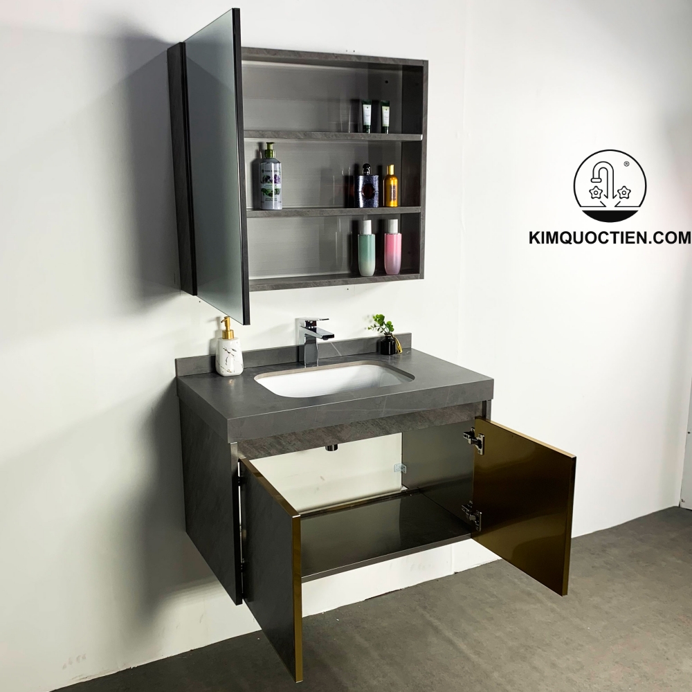 Bảng màu tủ chậu MOWOEN gồm trắng, xám, đen và các tông hiện đại, dễ kết hợp với nhiều phong cách phòng tắm, bền màu và sang trọng