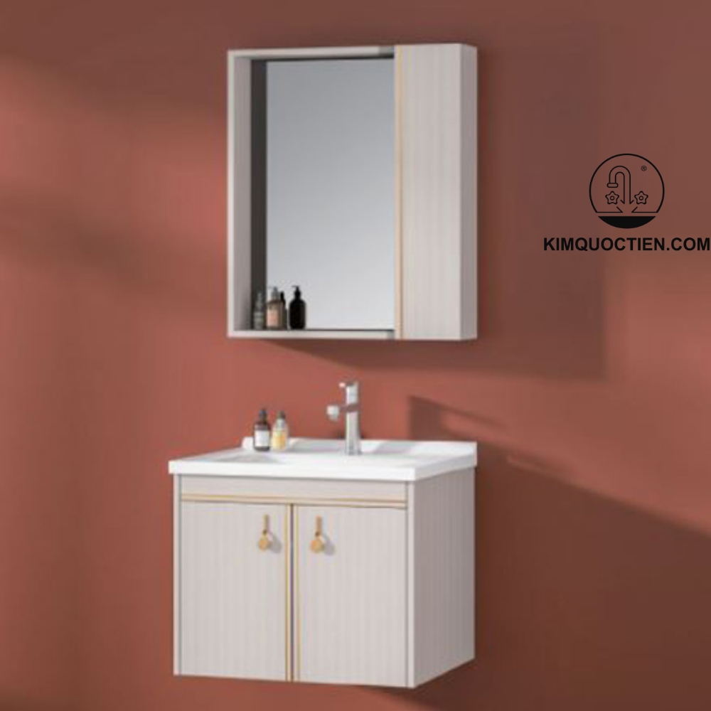 Khả năng lưu trữ tối ưu với ngăn kéo, khoang tủ và kệ phụ, thao tác êm ái, giúp phòng tắm gọn gàng và bảo vệ tủ bền lâu.