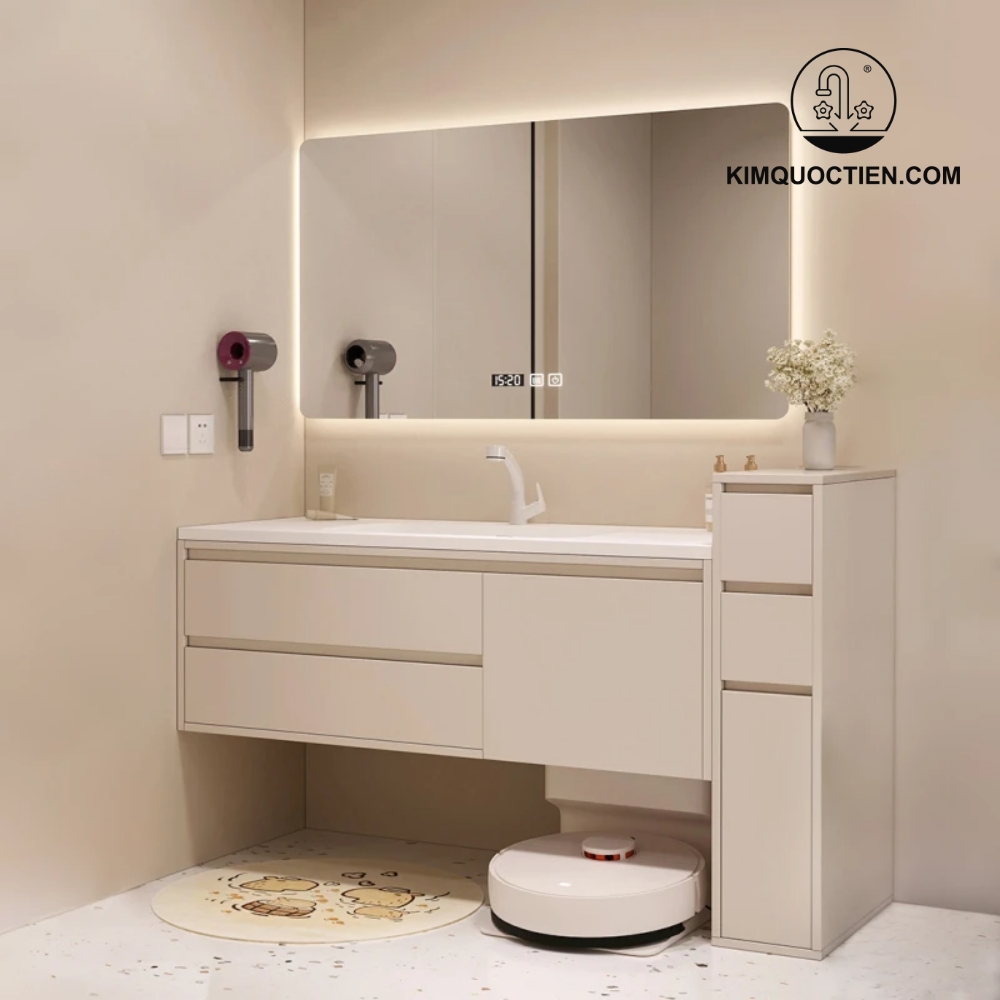 Bộ tủ lavabo kết hợp chậu rửa lavabo tối ưu không gian, giữ phòng tắm gọn gàng và tiện nghi