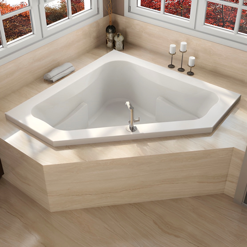 Bồn tắm góc xây có chân thoát nước tốt, hạn chế việc bám đọng