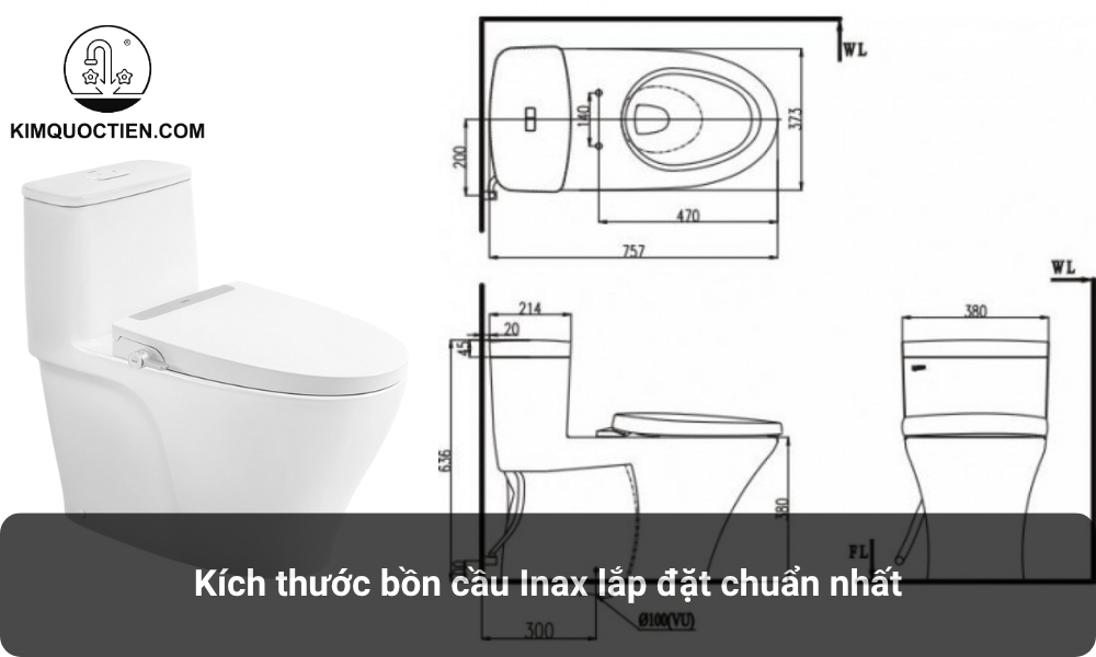 Kích thước bồn cầu Inax lắp đặt chuẩn nhất
