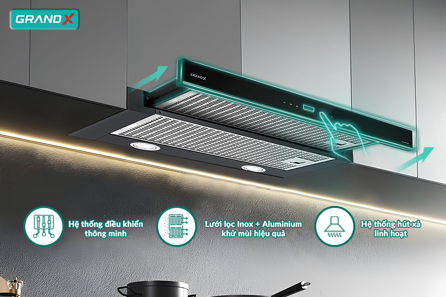Hệ lọc khử mùi đa tầng trên máy hút mùi GrandX