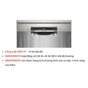 Máy rửa bát SMS4HMI07E series 4 với dung tích rửa lớn