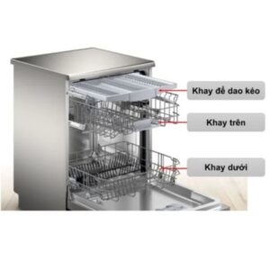 Máy SMS4HMI07E series 4 có 3 khay rửa bố trí khoa học