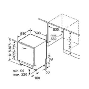Kích thước máy rửa bát âm tủ SMV6ZCX16E series 6
