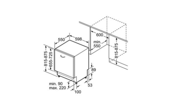 Kích thước máy rửa bát âm tủ SMV6ZCX16E series 6