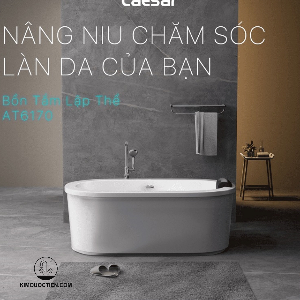 Bồn tắm Caesar AT6170 có chiều dài 1.7m, phù hợp cả người lớn và trẻ nhỏ