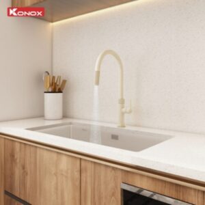 Vòi rửa bát dây rút Konox Lasi Nude vận hành ổn định