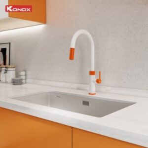 Vòi rửa bát dây rút Konox Lasi Orange thiết kế hiện đại