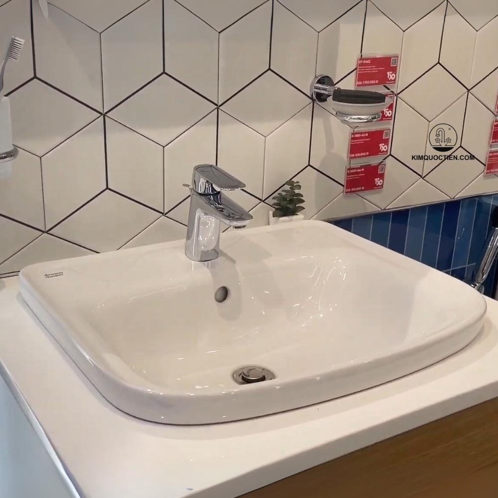 Lavabo American Standard VF-0462 dương vành sang trọng, men sứ sáng bóng
