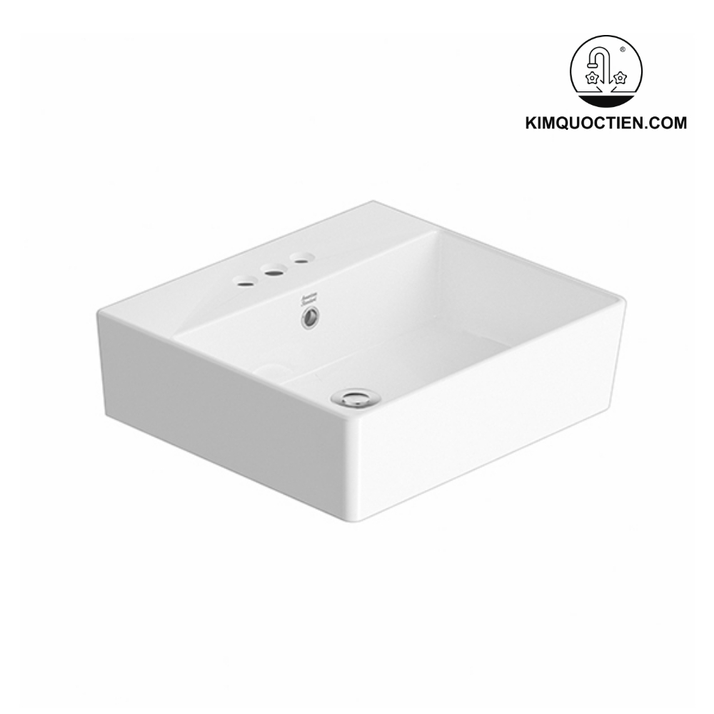 Lavabo AMERICAN WP-F613 vuông vắn sang trọng, men sứ bền đẹp, dễ vệ sinh