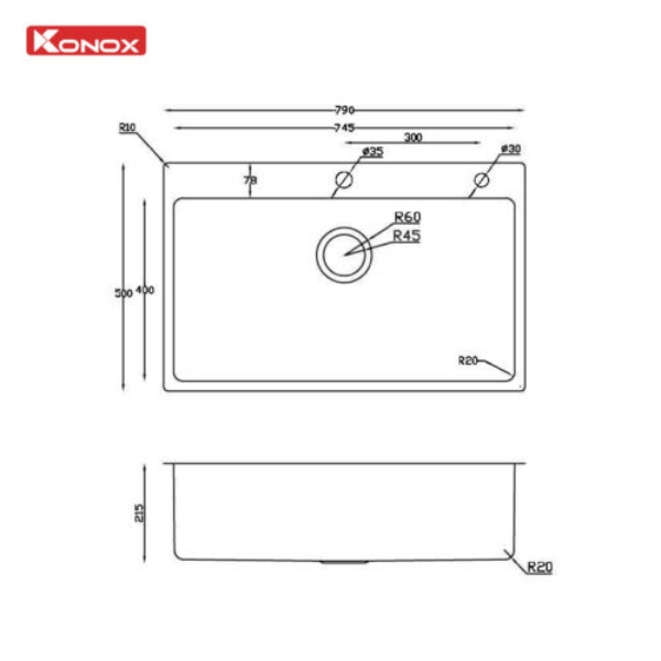 Chậu rửa bát Konox Turkey Sink STELO 790