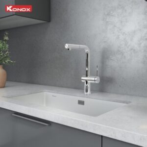 Vòi rửa bát dây rút Konox Stream Smart Chrome phong cách hiện đại