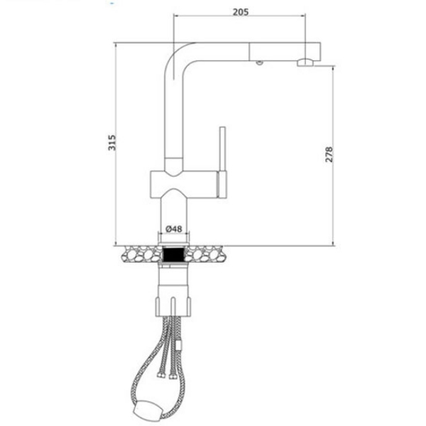Vòi rửa bát dây rút Konox Stream Smart Chrome