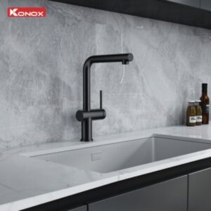 Vòi rửa bát dây rút Konox Stream Smart Gun Metal hiện đại