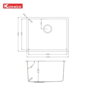 Chậu rửa bát Konox phong cách Nhật bề mặt mịn Tari 500SM