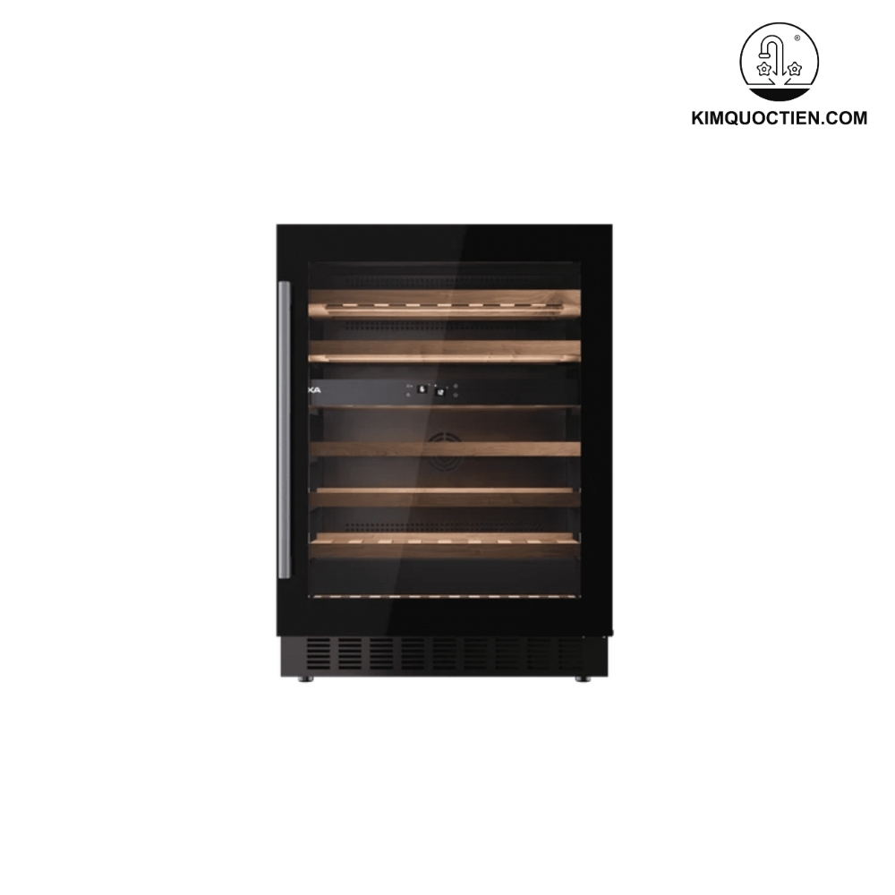 Tủ rượu TEKA RVU 20046 GBK có khay gỗ bảo vệ rượu góp phần hạn chế va đập