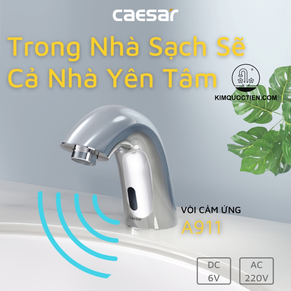 Vòi cảm ứng CAESAR A911 hiện đại, vận hành êm và tiết kiệm nước