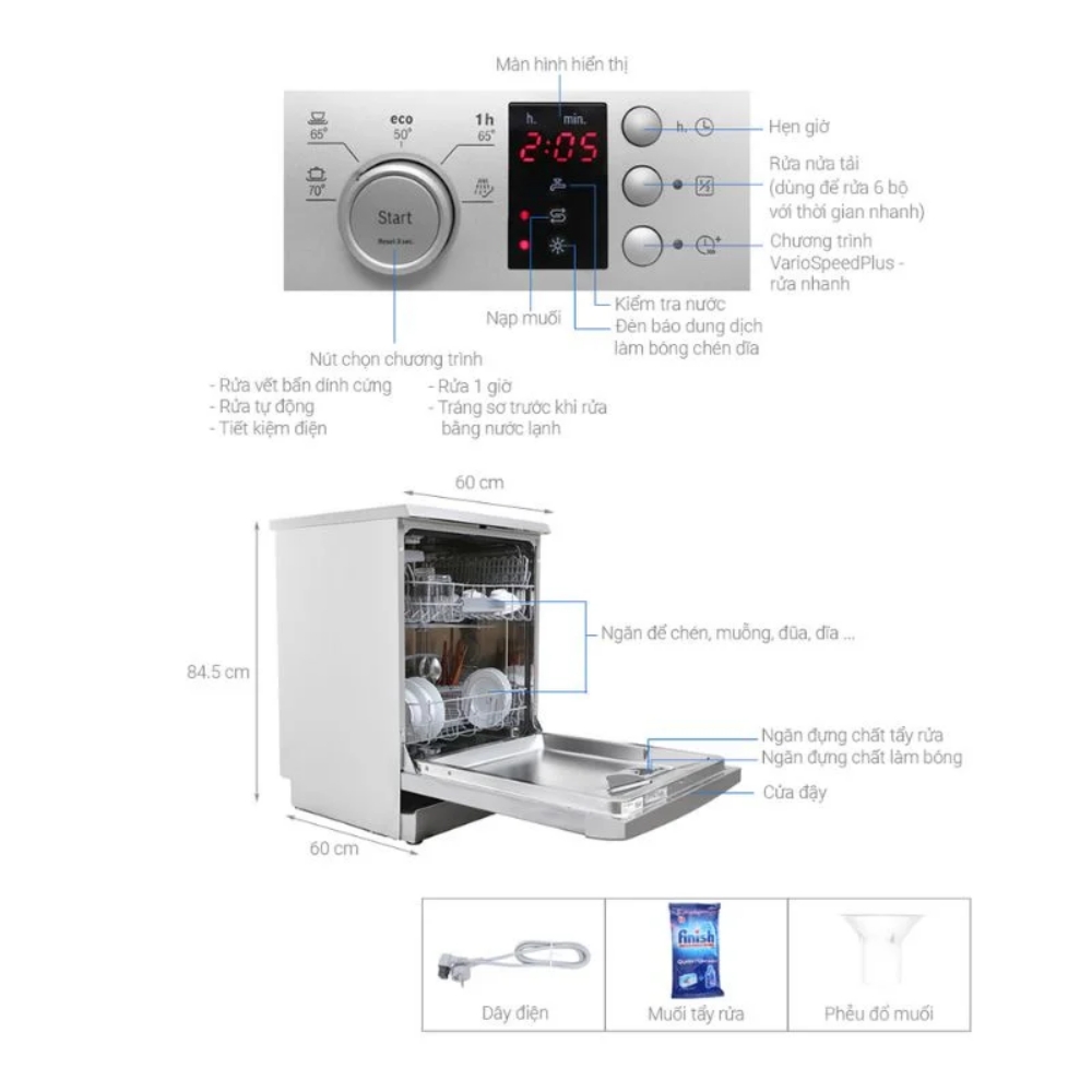 Máy rửa bát Bosch SMS25CI05E được trang bị hệ thống chống rò rỉ AquaStop
