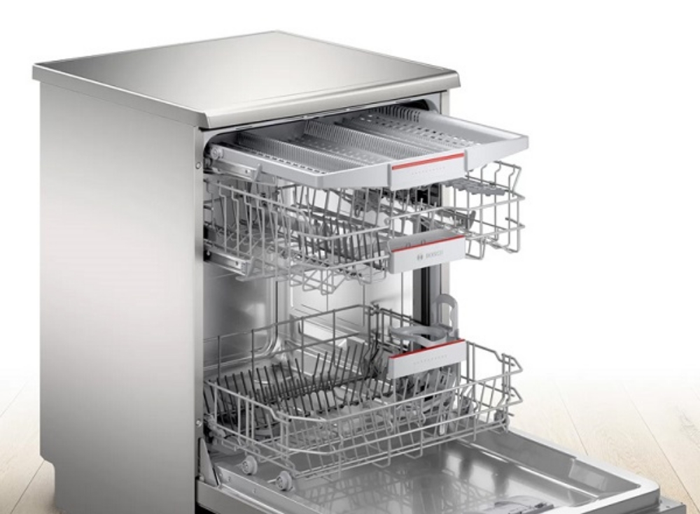 Máy rửa bát độc lập SMS4EMI00E series 4 trang bị hệ thống khay VarioDrawer ở tầng trên cùng được thiết kế tối ưu không gian