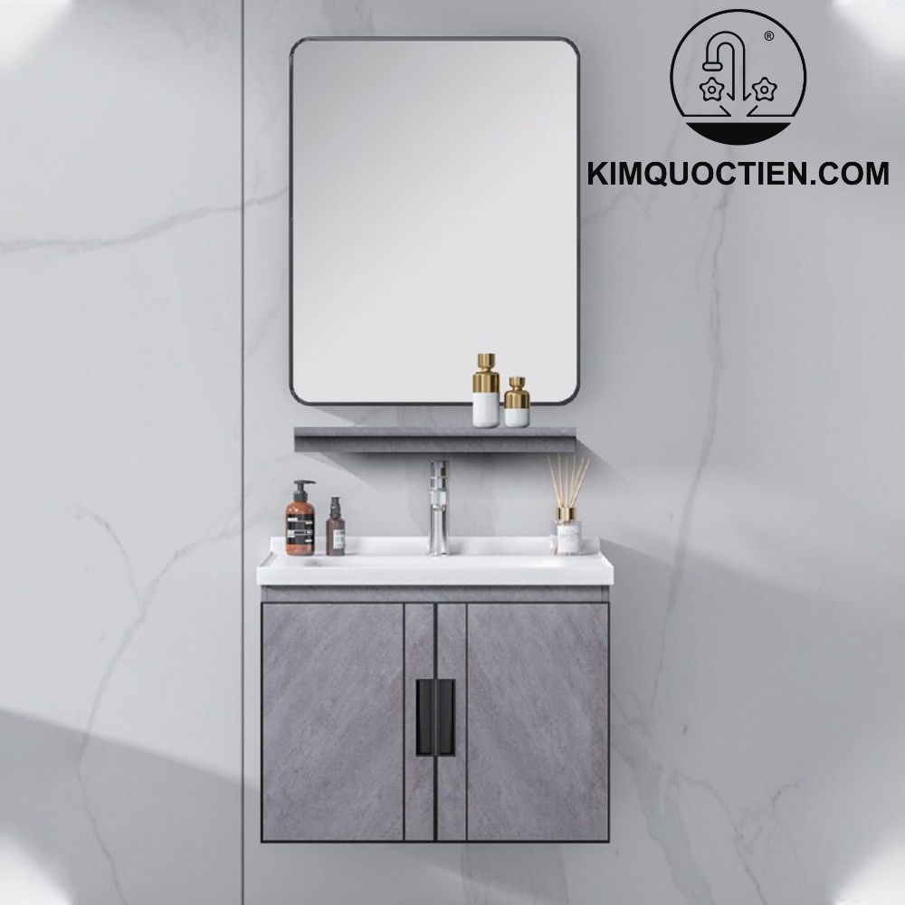 Thiết kế gọn gàng, vật liệu bền ẩm, tối ưu lưu trữ phòng tắm nhỏ.