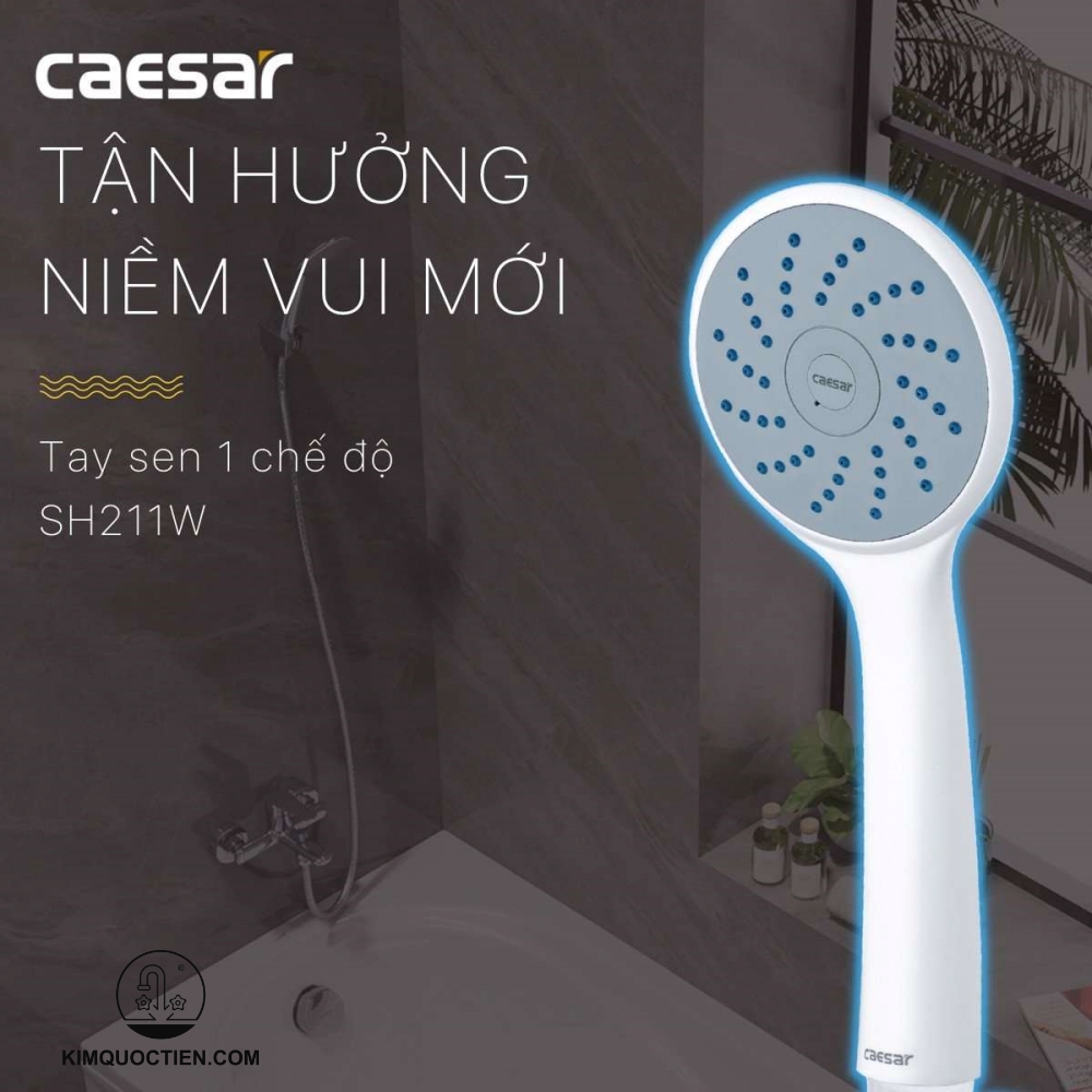 Tay sen CAESAR SH211W nhựa với thiết kế gọn nhẹ, bề mặt mạ sáng bóng