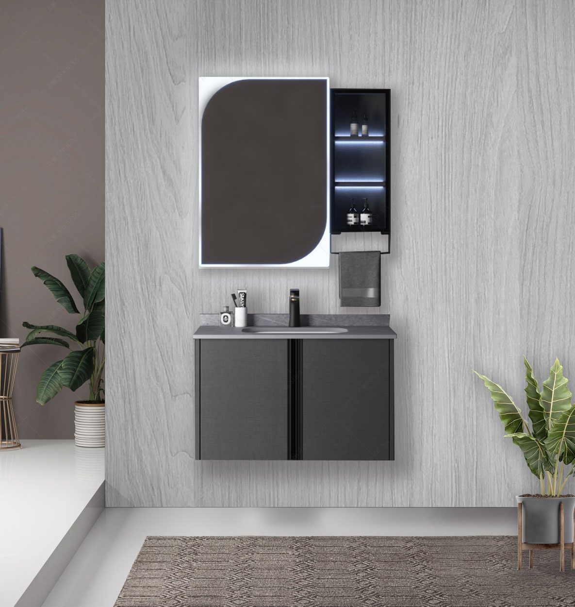 Treo tường gọn gàng, gương LED cảm biến tiện lợi