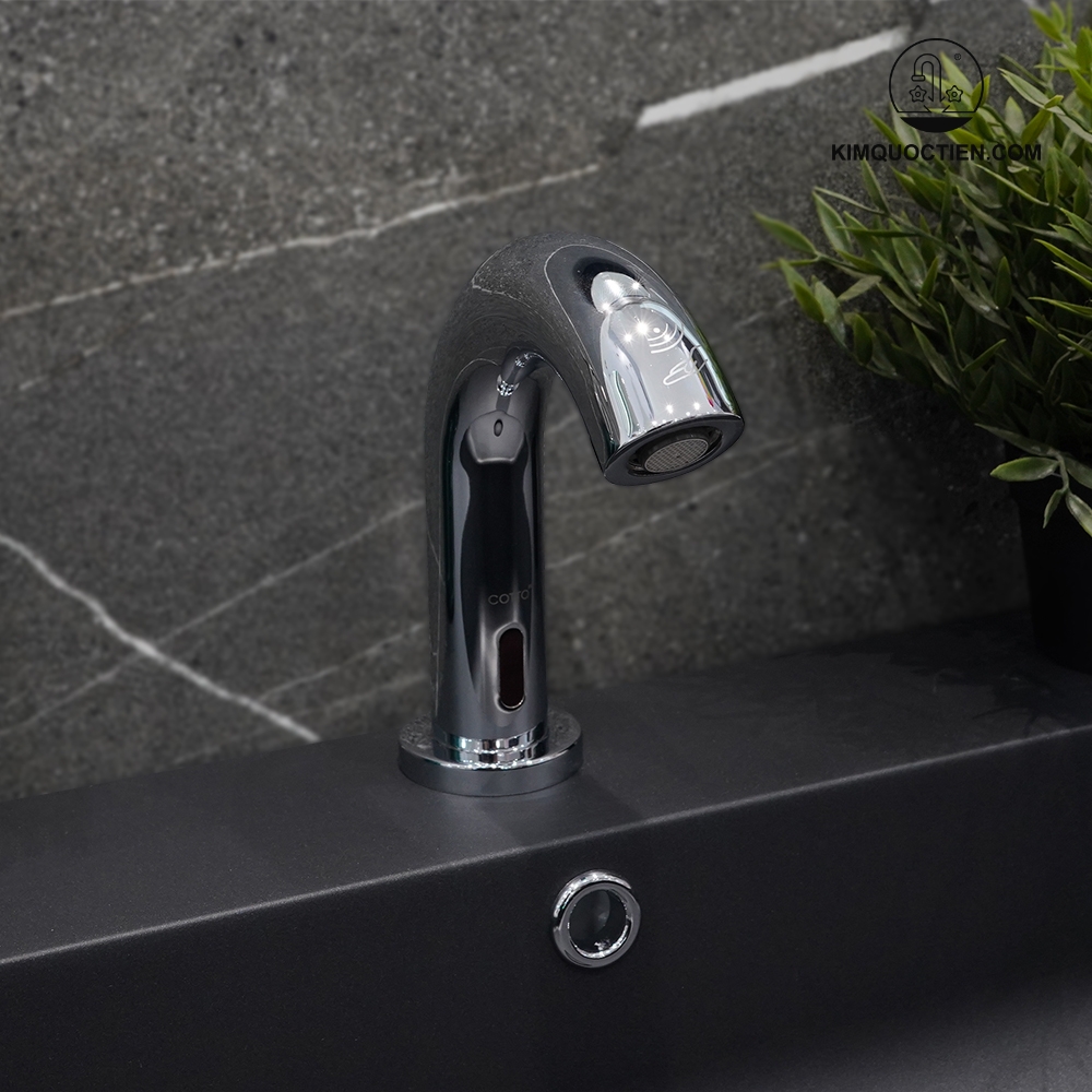 Vòi lavabo cảm ứng COTTO CT4916DC lạnh dùng pin bề mặt mạ Chrome sáng bóng