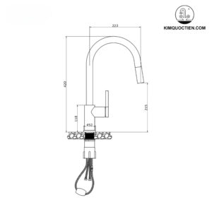 Vòi rửa bát dây rút KONOX Alto Smart Chrome