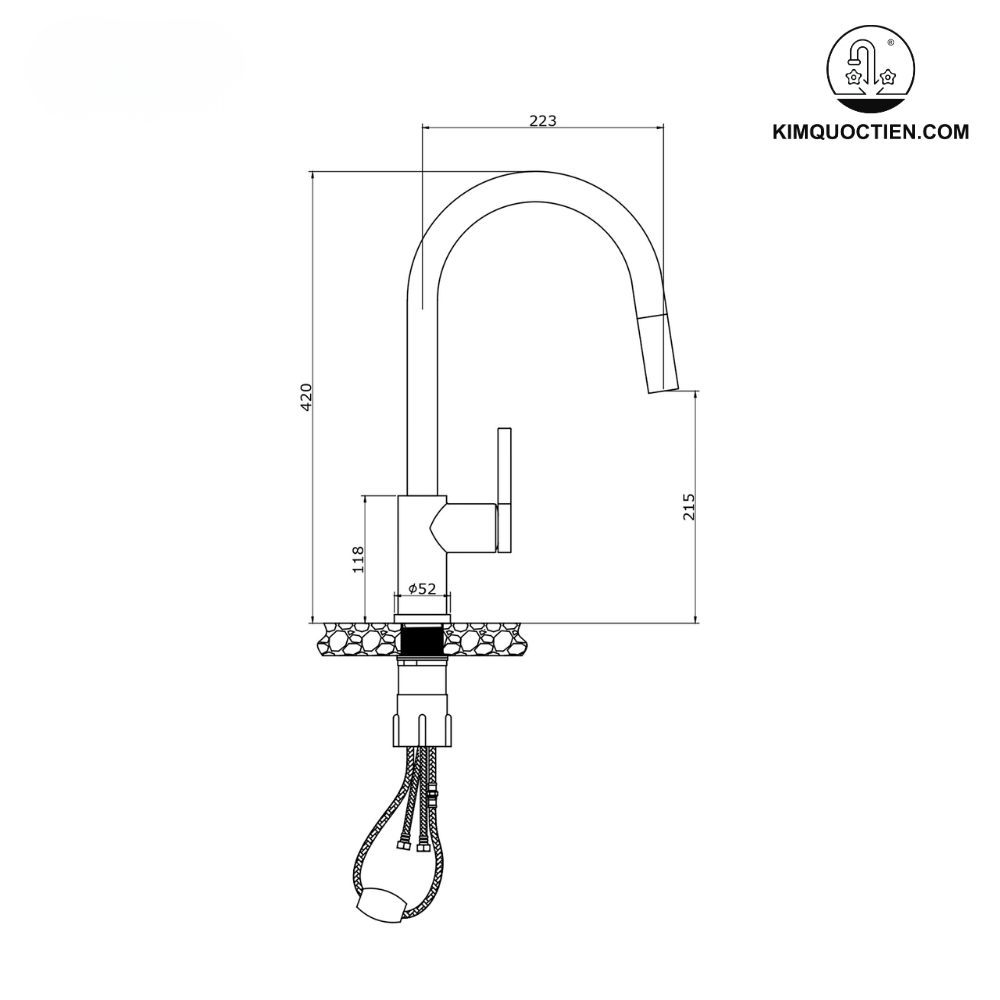 Vòi rửa bát dây rút KONOX Alto Smart Chrome