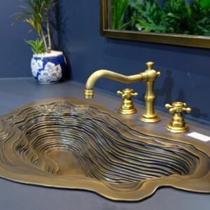 Chậu lavabo Kanly BS005 âm bàn đồng thau