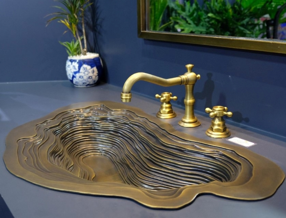 Chậu lavabo Kanly BS005 âm bàn đồng thau