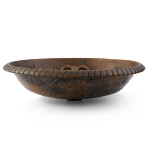 Chậu lavabo Kanly BS026 đặt bàn đồng thau họa tiết đầu trâu 490x380x130 mm