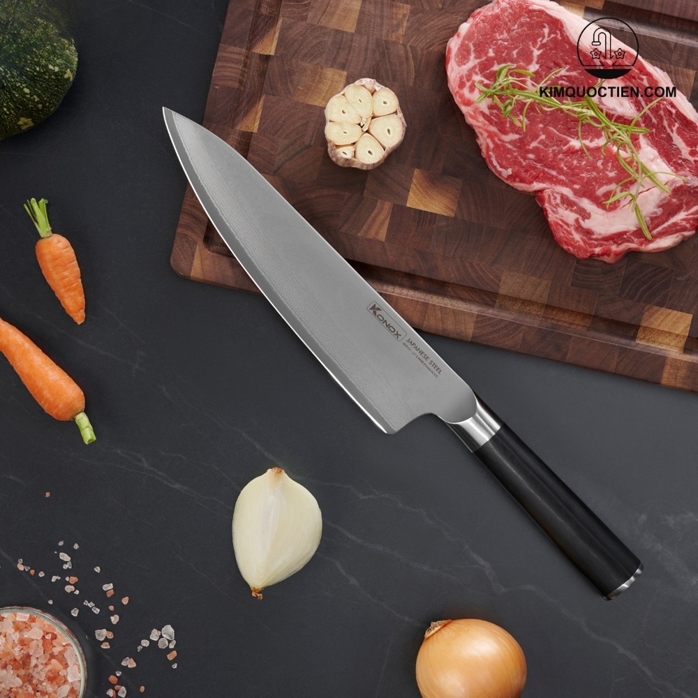 Dao đầu bếp thép Nhật Damascus KONOX Eiko Chef Knife Series 8″