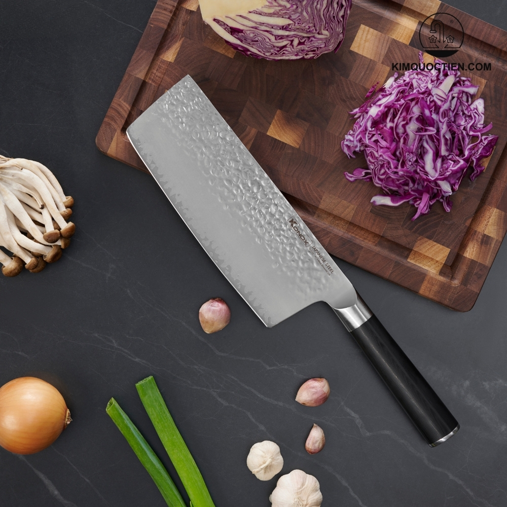 Dao thái thép Nhật Damascus KONOX Eiko Chopper Series 7″