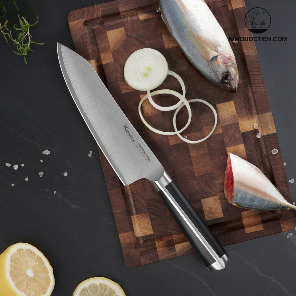 Dao thép Nhật Damascus KONOX Eiko Deba Series 7″ Deba Knife