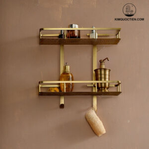Kệ 2 tầng đựng đồ nhà tắm bằng đồng Kanly GCK30D
