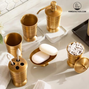 Bộ Phụ Kiện Kanly GCPK10 Đựng Xà Phòng Đồng Thau Màu Vàng