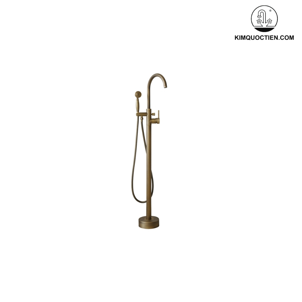 Vòi Sen Xả Bồn Tắm Kanly GCS06 Nóng Lạnh Đặt Sàn Đồng Thau Cổ Điển