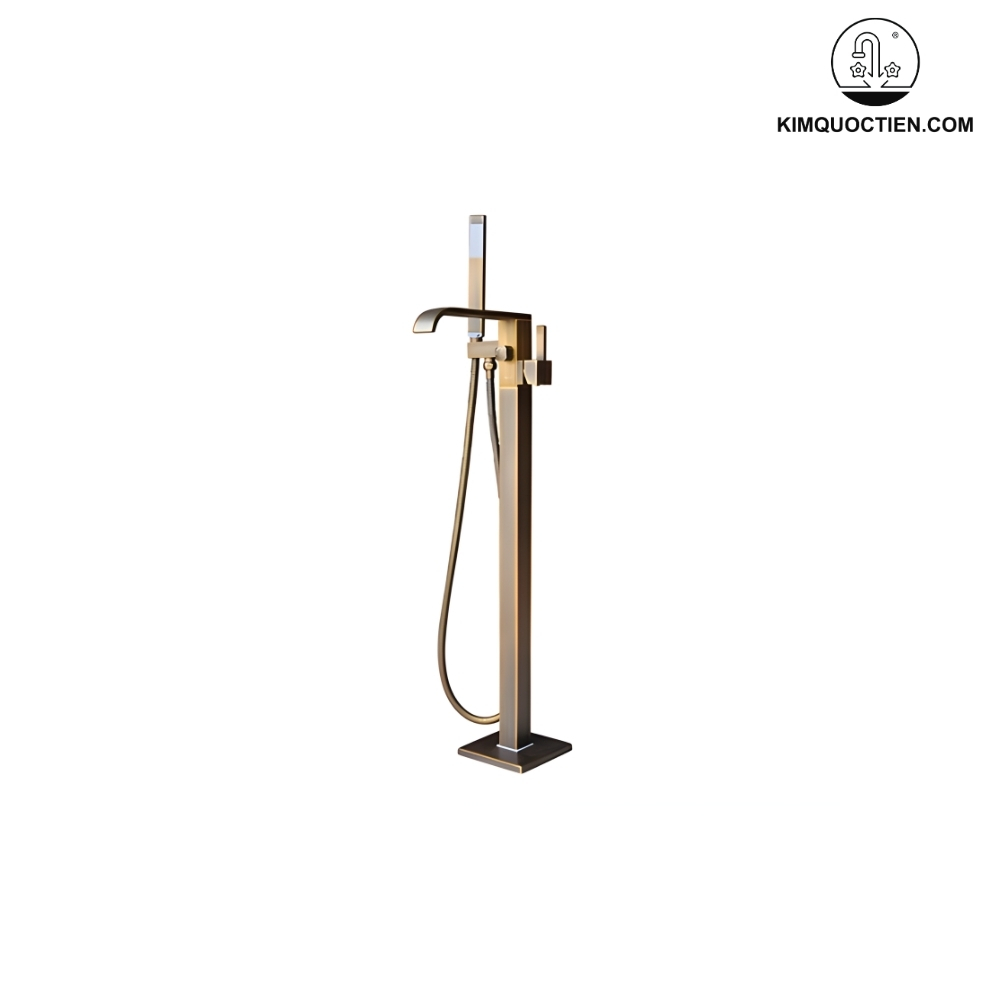 Vòi Sen Xả Bồn Tắm Kanly GCS07 Nóng Lạnh Đặt Sàn Cổ Điển Đồng Thau