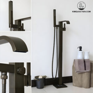 Vòi Sen Xả Bồn Tắm Kanly GCS07B Nóng Lạnh Đặt Sàn Cổ Điển Màu Đen